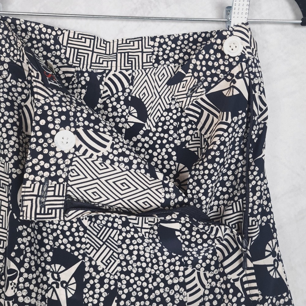 Vintage Escada Skirt Womens 34 Silk Pleated Geometric Blue Quiet Luxury - Picture 15 of 16